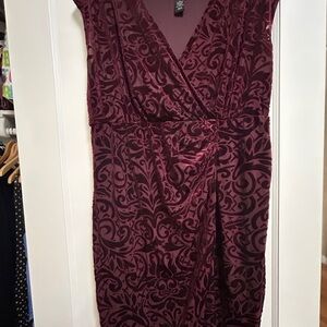 Lane Bryant Burgundy Velvet Burnout Wrap Midi Dress